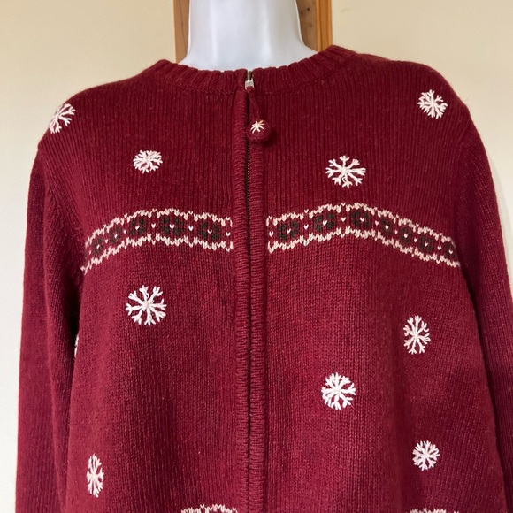 Vtg Croft & Barrow Christmas Sweater Womens 1X Cardigan Zip Snowman Ugly Sweater - Picture 7 of 9